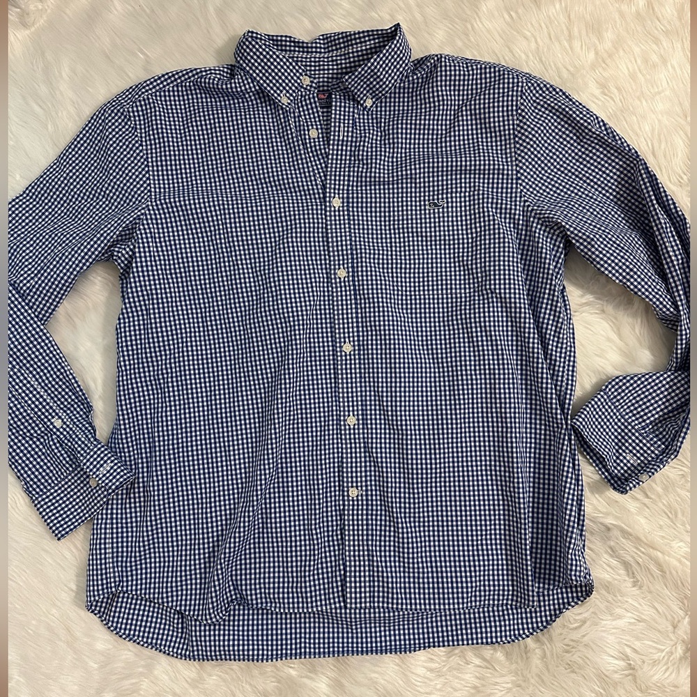 Vineyard Vines Blue and White Casual Button Down Shirt